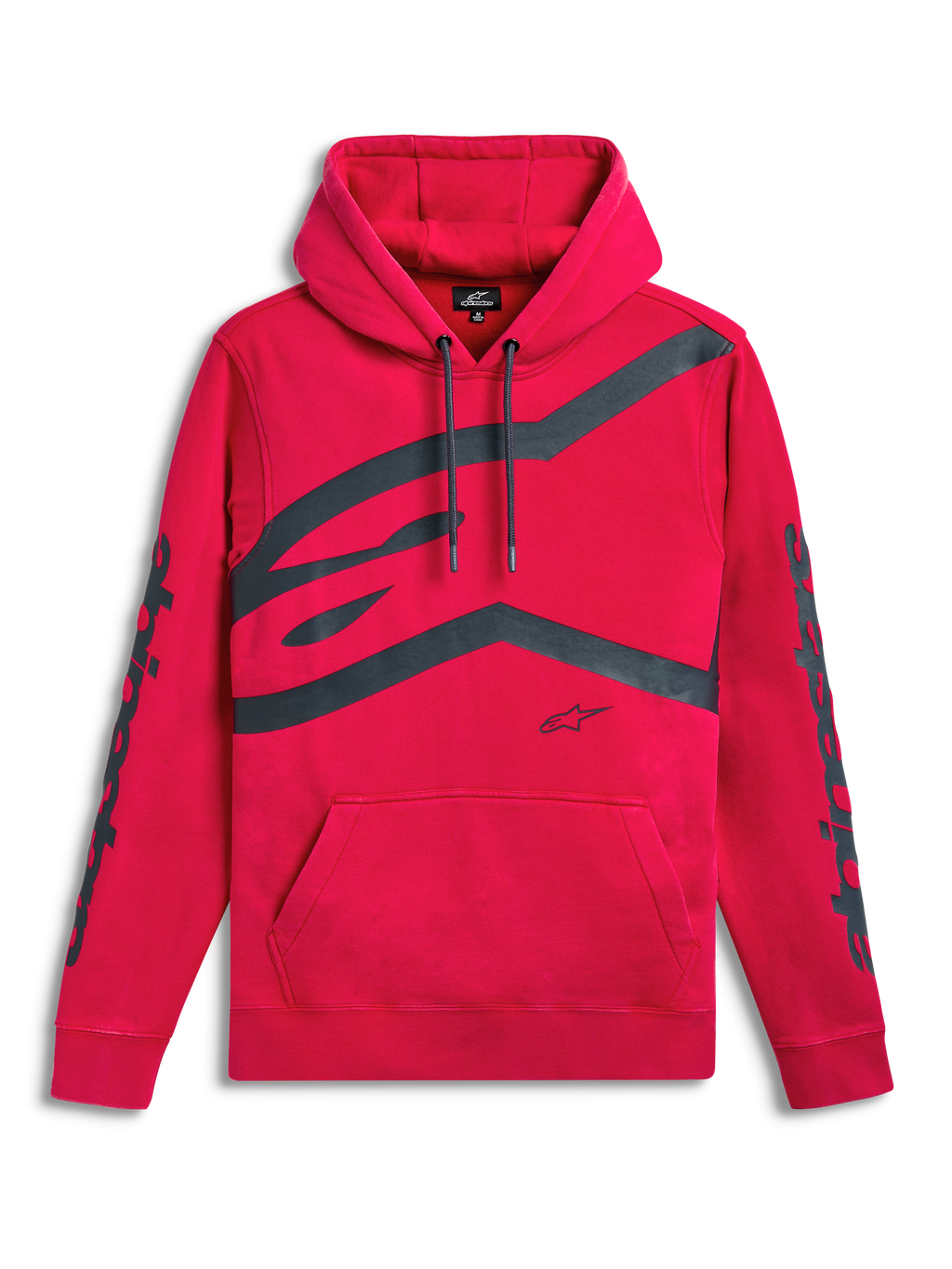 Alpinestars Sweat À Capuche Unbound, sweat à capuche de sportswear rouge avec poche kangourou, grand logo graphique sur l'avant et marquages sur les manches