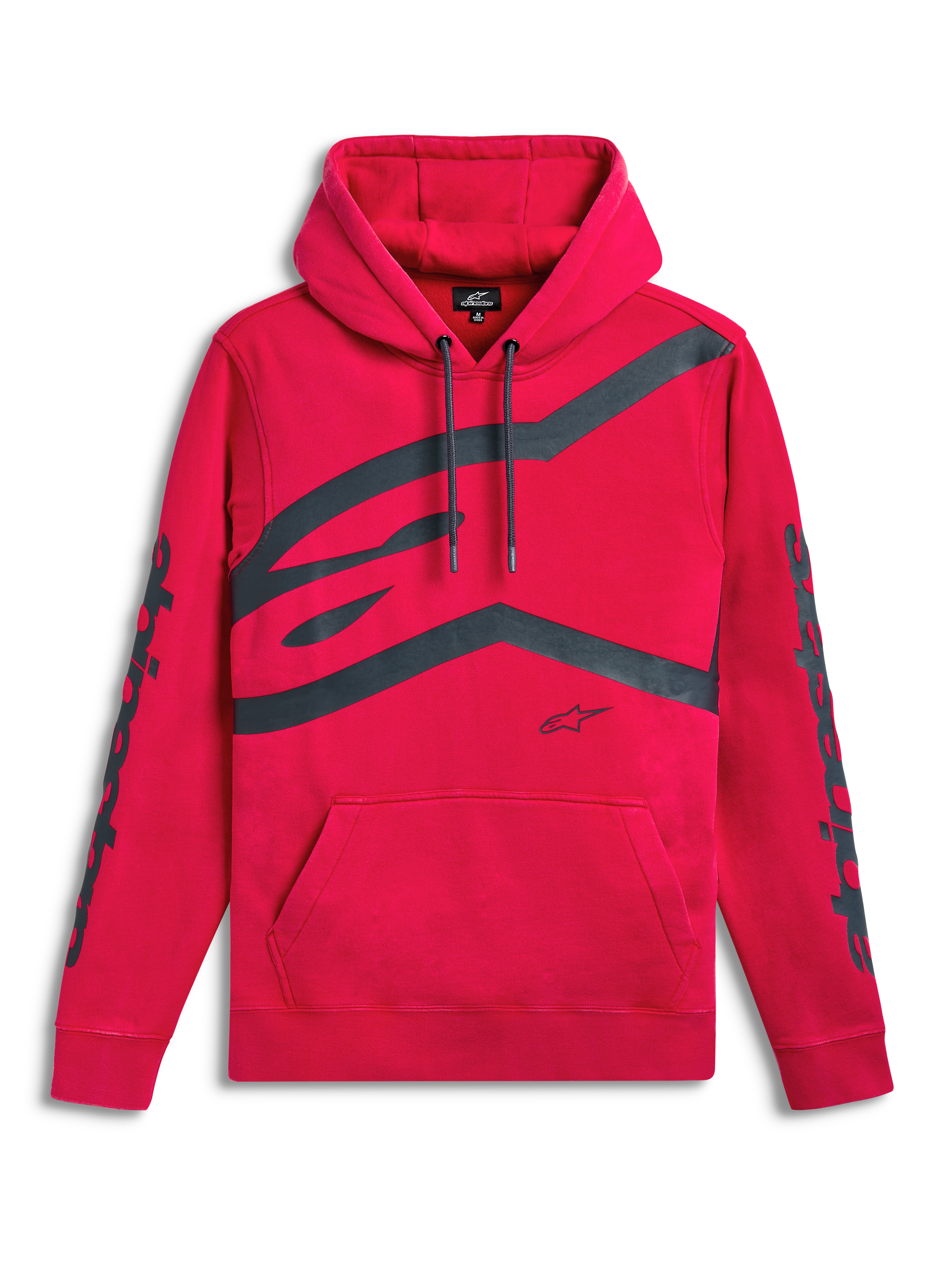 Alpinestars Sweat À Capuche Unbound, sweat à capuche de sportswear rouge avec poche kangourou, grand logo graphique sur l'avant et marquages sur les manches