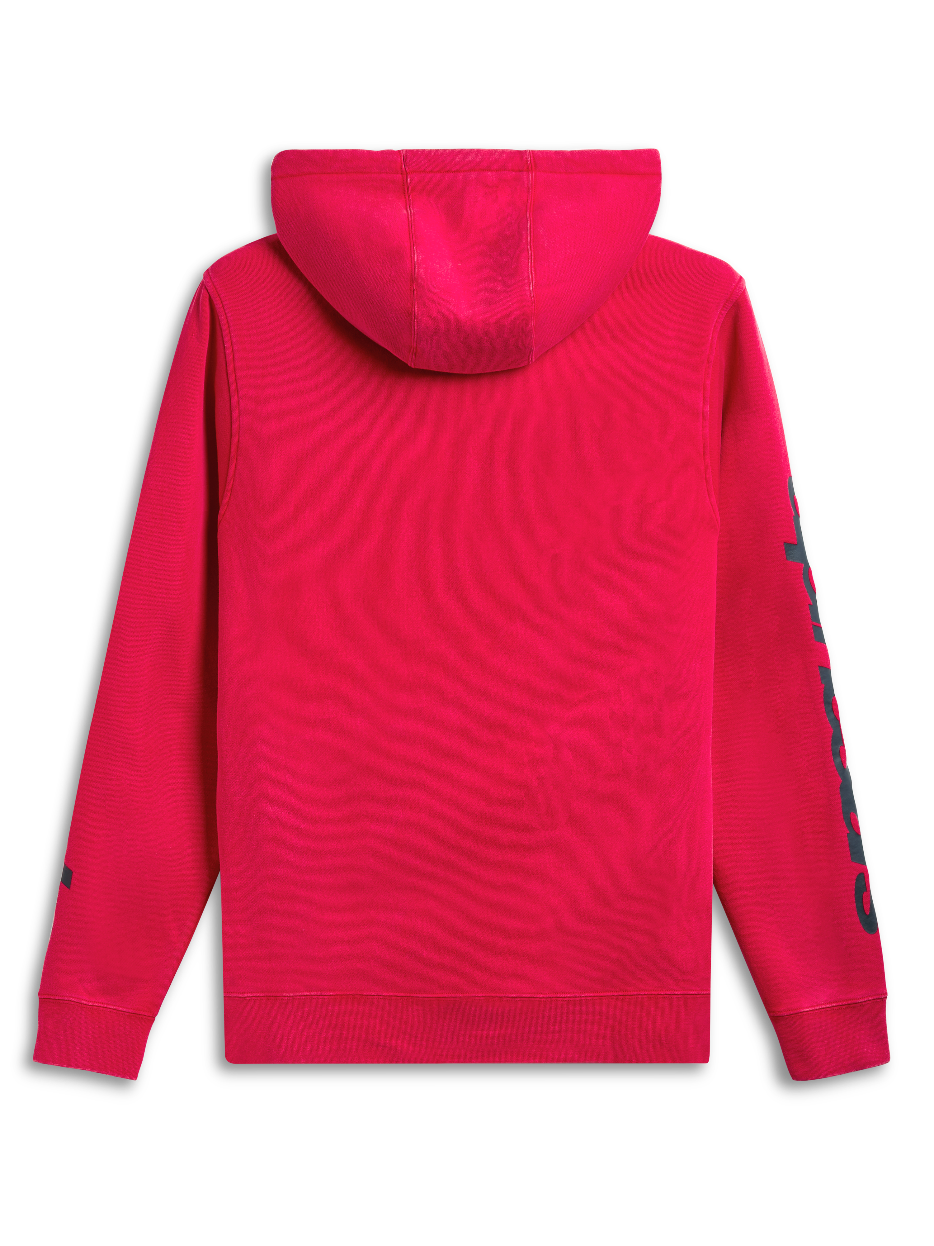 Alpinestars Sweat À Capuche Unbound, sweat à capuche de sportswear rouge, vue de dos montrant la capuche doublée et le marquage sur les manches