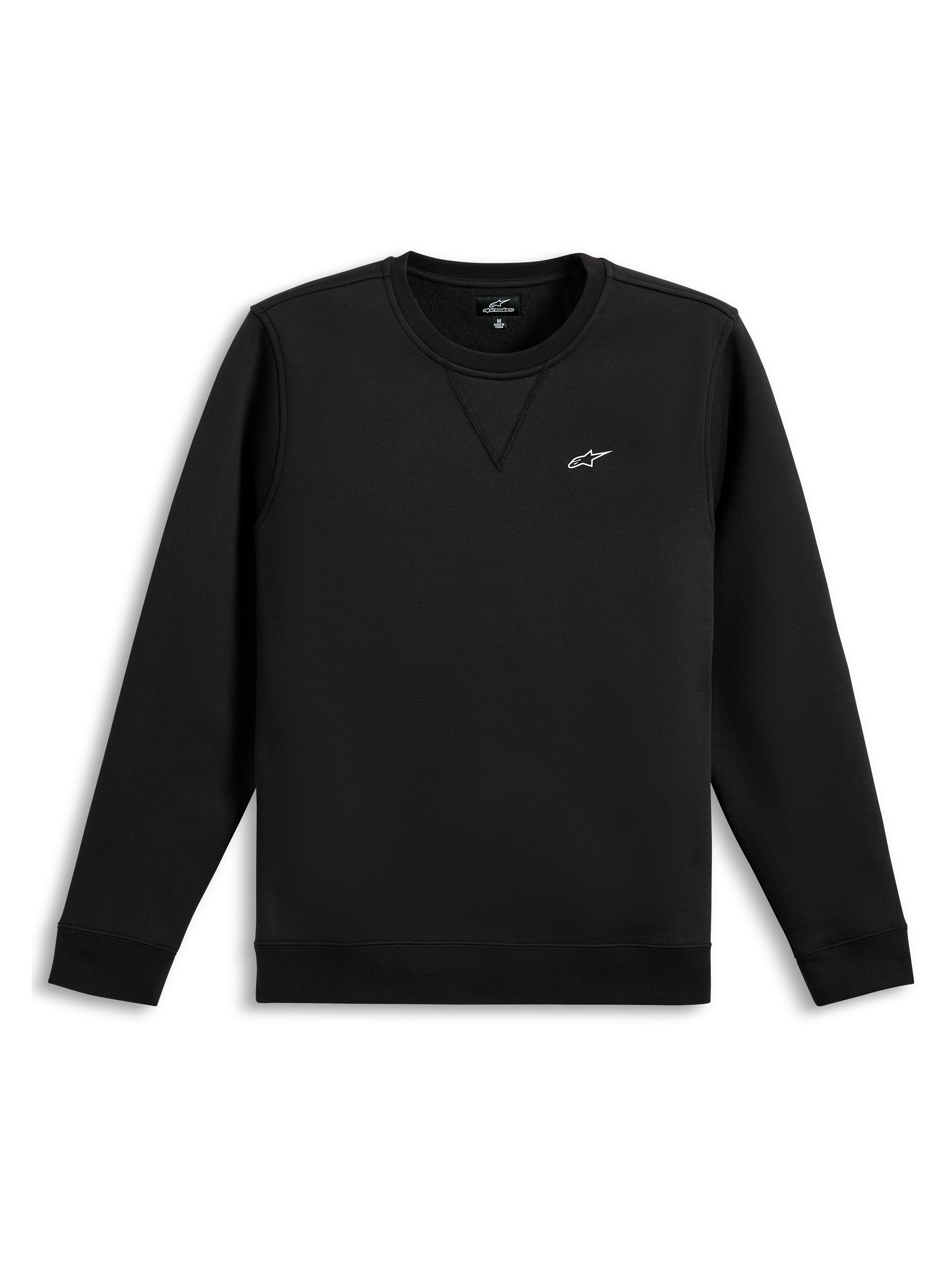 Alpinestars Sweat Positive Crew, sweat sportswear noir avec logo graphique blanc sur la poitrine et finitions côtelées