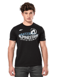 Alpinestars Semicircle CSF Tee, t-shirt à manches courtes, noir, graphique semi-circulaire incurvé Alpinestars blanc et bleu sur la poitrine, style streetwear décontracté motorsport