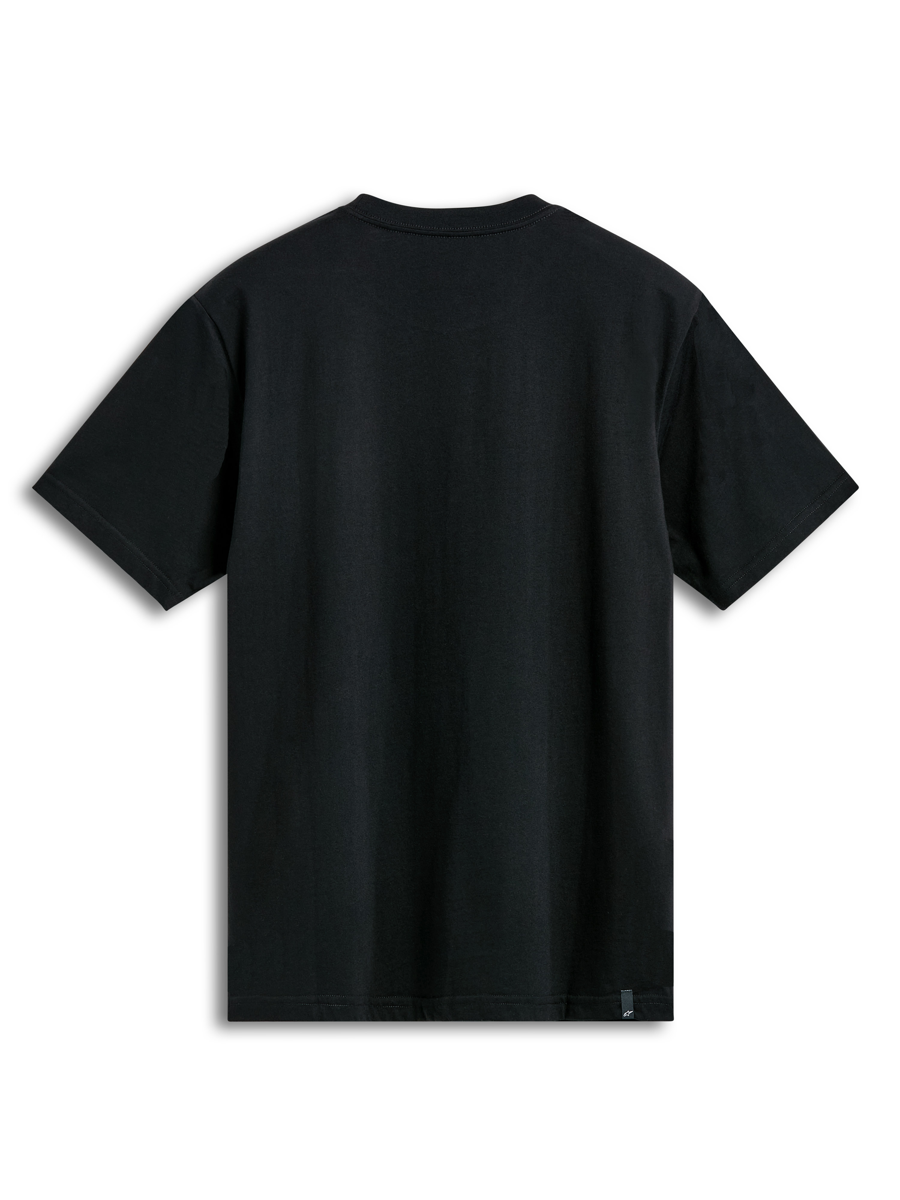 T-shirt Alpinestars Cereal CSF, t-shirt à manches courtes, noir, vue de dos, design sobre avec petite étiquette de marque externe à l'ourlet, vêtement streetwear décontracté inspiré du sport automobile