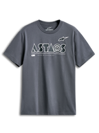 Alpinestars Cereal CSF Tee, t-shirt à manches courtes, gris anthracite, logo ASTARS géométrique blanc avec texte Premium Racewear, streetwear motorsport décontracté