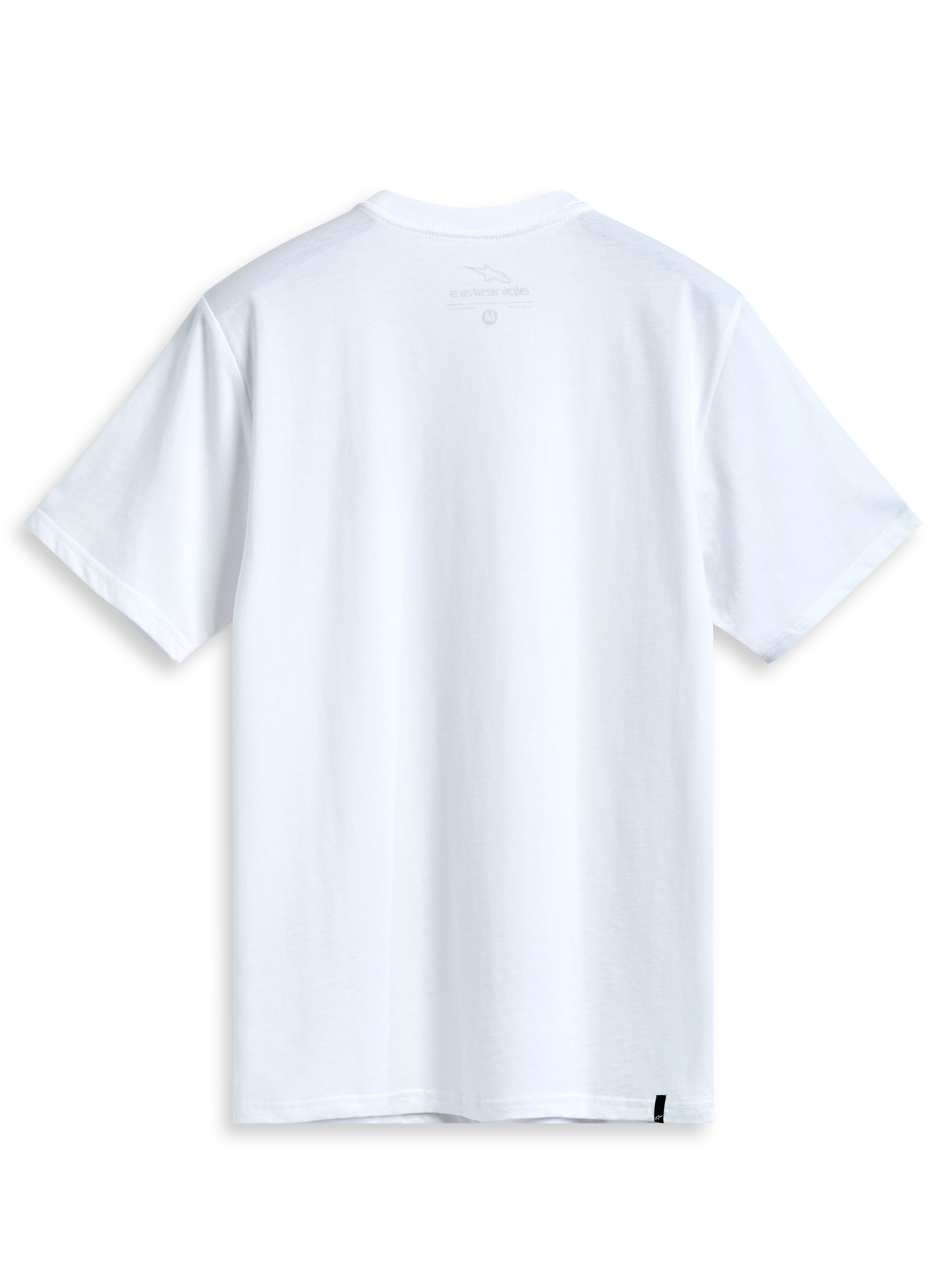 Alpinestars Geografica Csf Tee, Short Sleeve T-Shirt, White, Back view, clean design with small black woven label on hem, casual motorsport streetwear