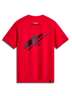 Alpinestars Formulate CSF Tee, Short Sleeve T-Shirt, Red, Back View featuring Large Black Perforated Astars Logo, Casual Sportswear Motorsport Style