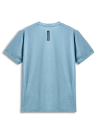 Alpinestars Point Performance Tee, t-shirt à manches courtes, bleu glacé, vue arrière avec impression verticale noire du mot astars, vêtement de sport performant et décontracté