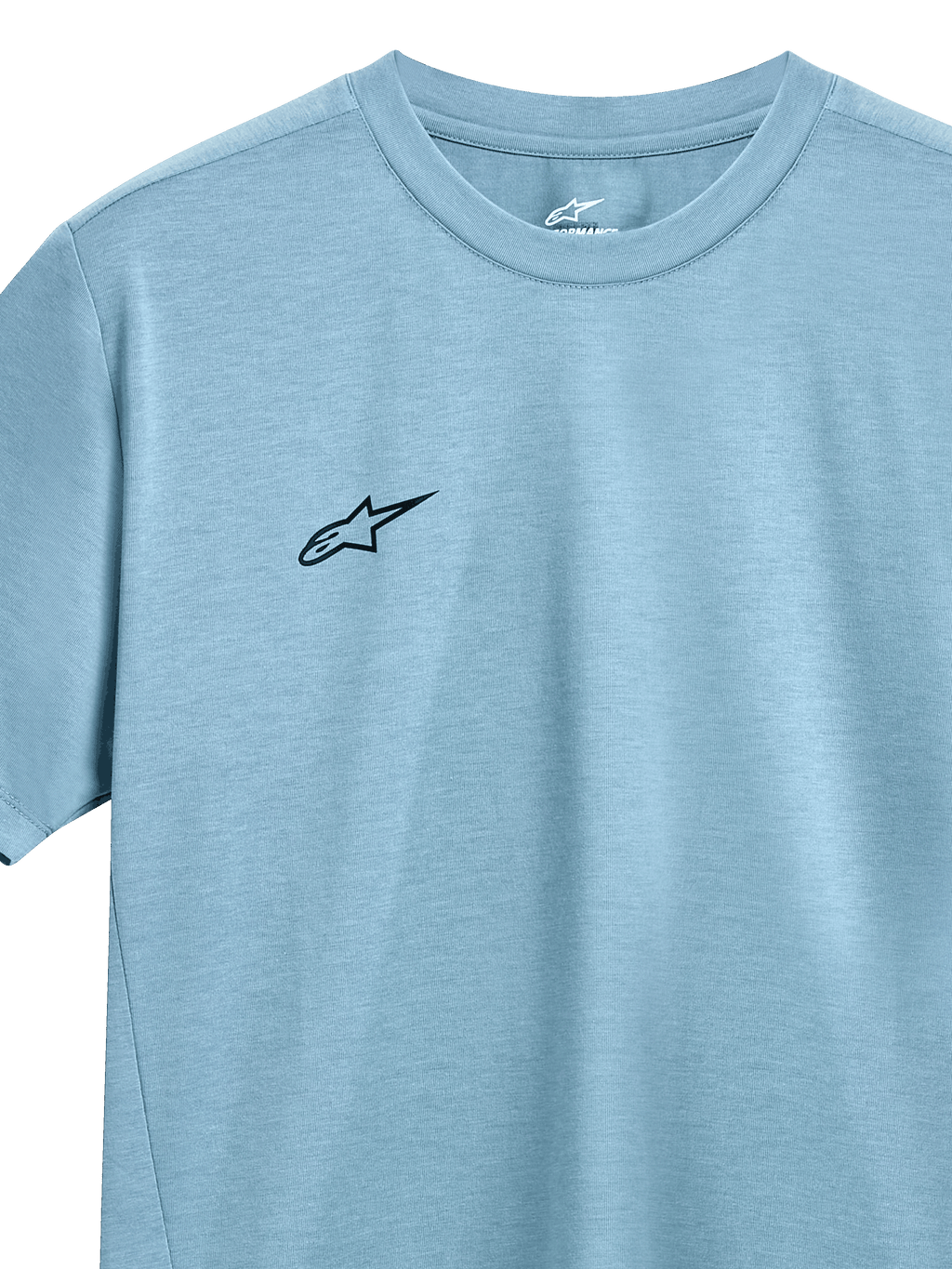 Alpinestars Point Performance Tee, T-shirt à manches courtes, Ice Blue, petit logo Alpinestars noir sur la poitrine, col rond, tissu performant évacuant l'humidité
