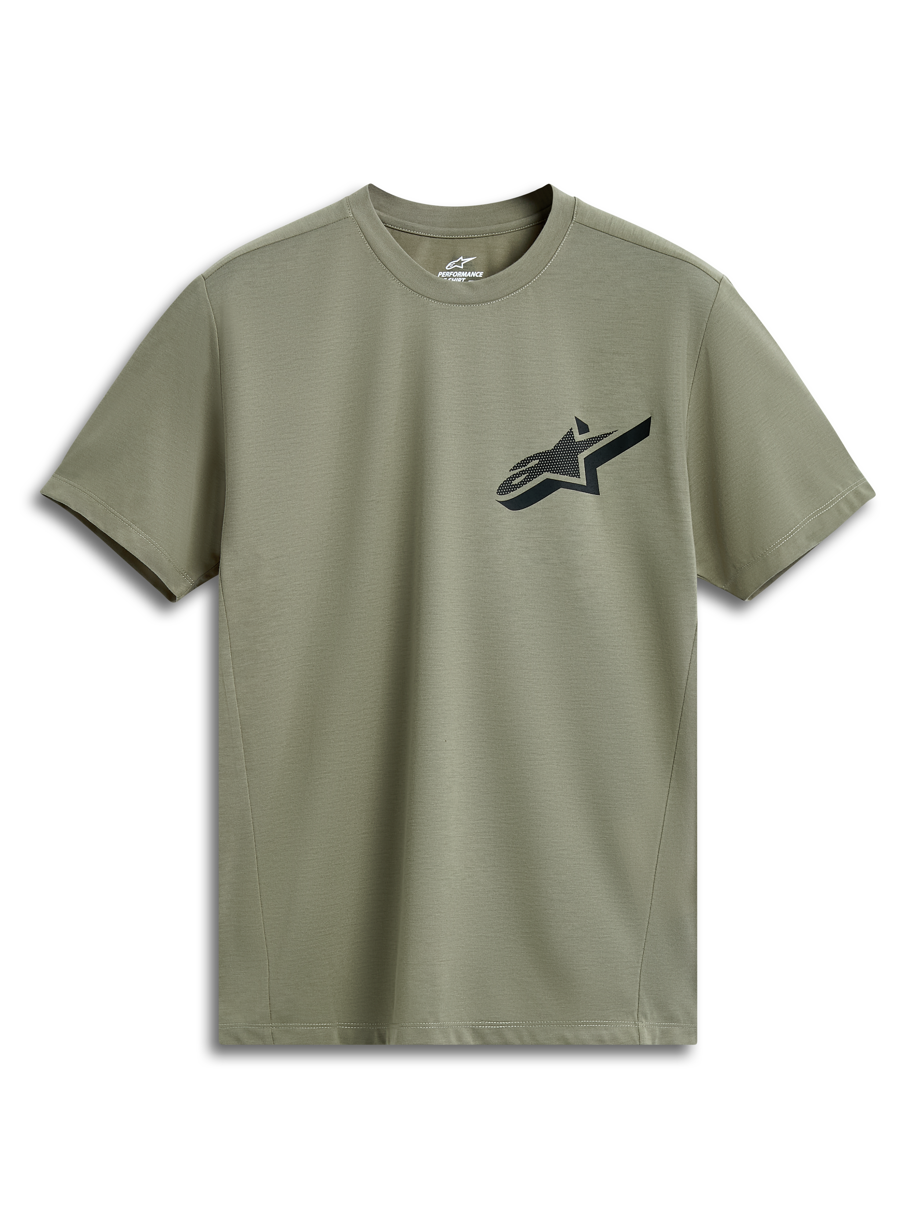 Alpinestars Attrition Performance Tee, t-shirt à manches courtes, vert clair, logo Astars noir sur la poitrine, tissu jersey technique, vêtement de sport performant et durable