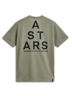 Alpinestars Attrition Performance Tee, t-shirt à manches courtes, vert clair, vue de dos avec grand graphique ASTARS noir superposé et slogan « NEW INNOVATION TO PROTECT OUR FUTURE », vêtement de sport performance décontracté