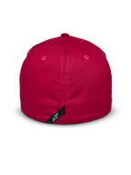 Casquette Alpinestars Elemental, rouge, vue arrière, design flex back avec couronne structurée, tissu en sergé extensible, dotée d'une petite étiquette noire avec le logo Alpinestars blanc, accessoire décontracté d'inspiration sport automobile