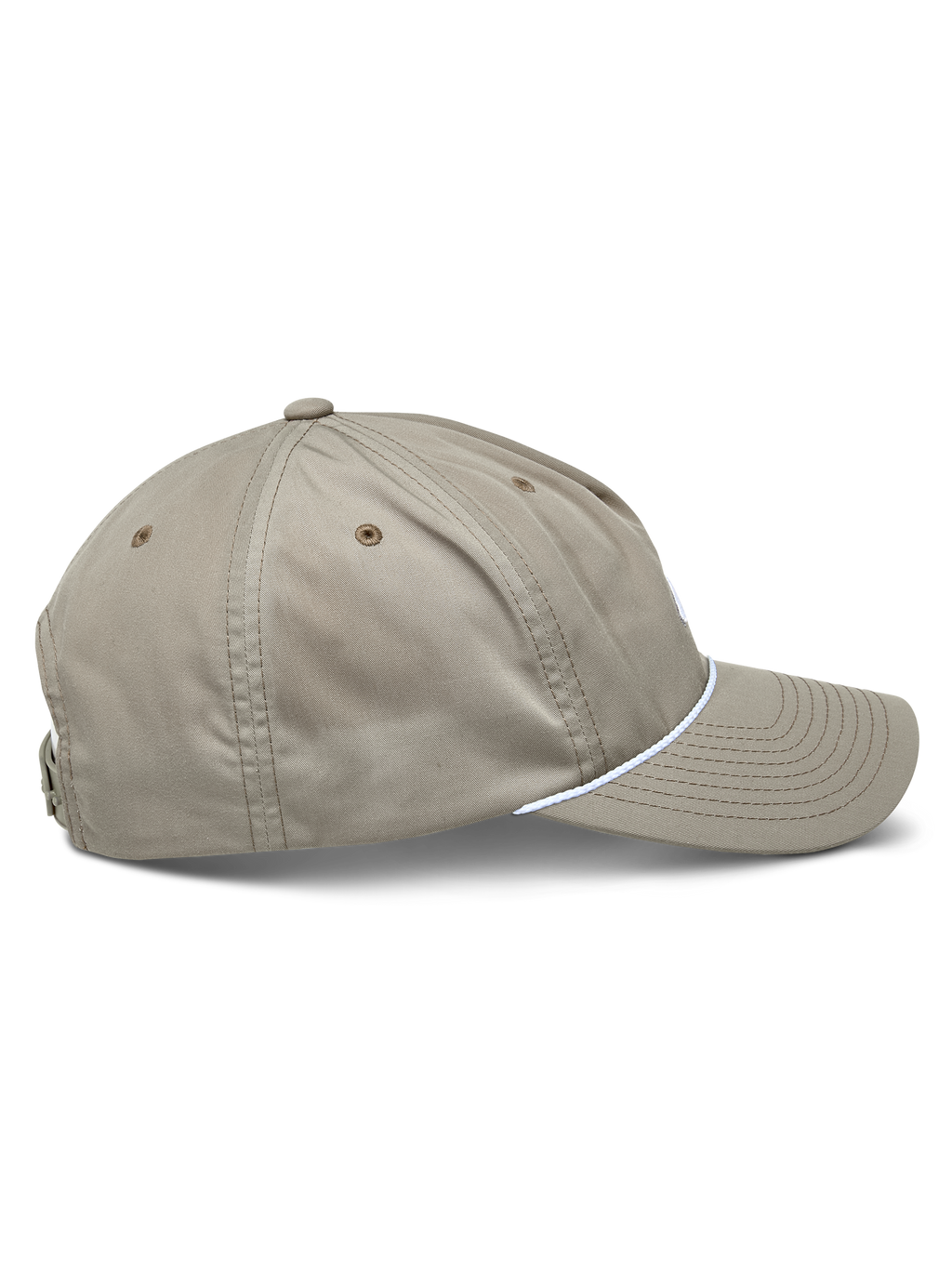 Casquette Alpinestars Tyler, casquette snapback décontractée kaki, profil latéral avec visière courbée et garniture en corde tressée blanche, couronne basse non structurée en sergé recyclé, style lifestyle inspiré du sport automobile