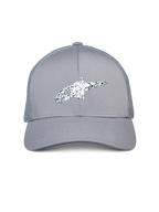 Casquette Trucker Alpinestars Terolithic, grise, avec logo Astar moucheté noir et blanc, visière courbée et arrière en maille filet, couvre-chef décontracté d'inspiration sport automobile
