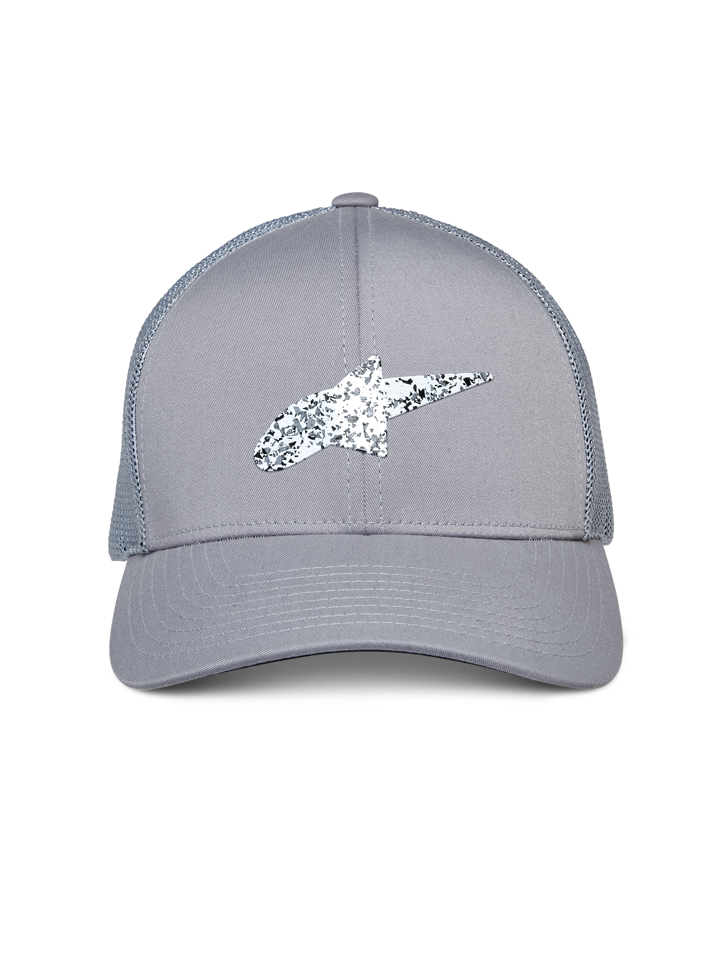 Casquette Trucker Alpinestars Terolithic, grise, avec logo Astar moucheté noir et blanc, visière courbée et arrière en maille filet, couvre-chef décontracté d'inspiration sport automobile