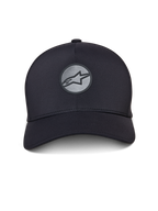 Alpinestars Apex Hat, Black Sportswear Hat, curved bill and structured crown, front reflective welded Astar logo on a circular patch, seamless construction with a modern athletic design