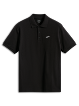 Polo Classique Endeavor Alpinestars, polo en maille piquée à manches courtes, noir, avec un petit logo Astars blanc sur la poitrine, patte de boutonnage à trois boutons, col et poignets en côtes, sportswear décontracté