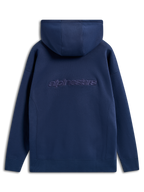 Sweat à capuche Oversized Emergent Alpinestars, bleu marine, vue de dos avec logo Alpinestars brodé, sweat en polaire à coupe ample, vêtement streetwear décontracté avec capuche à cordon et poignets côtelés