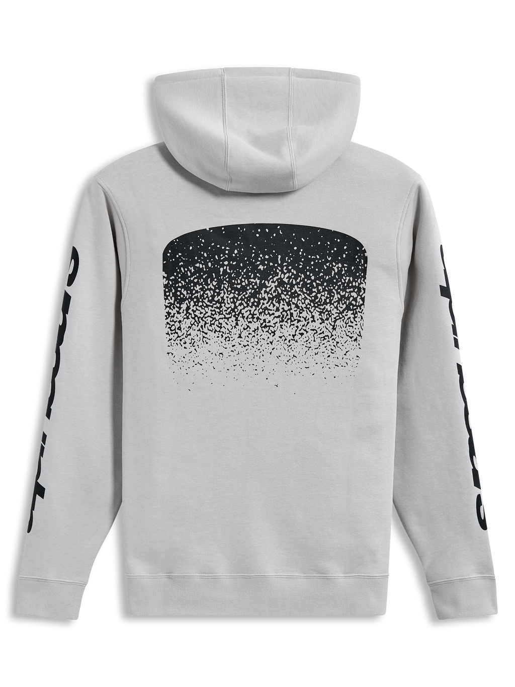 Alpinestars Obsessed Hoodie, sweat à capuche de sportswear gris ciment, vue de dos avec graphisme MX dégradé noir et logos