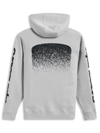Alpinestars Obsessed Hoodie, sweat à capuche de sportswear gris ciment, vue de dos avec graphisme MX dégradé noir et logos