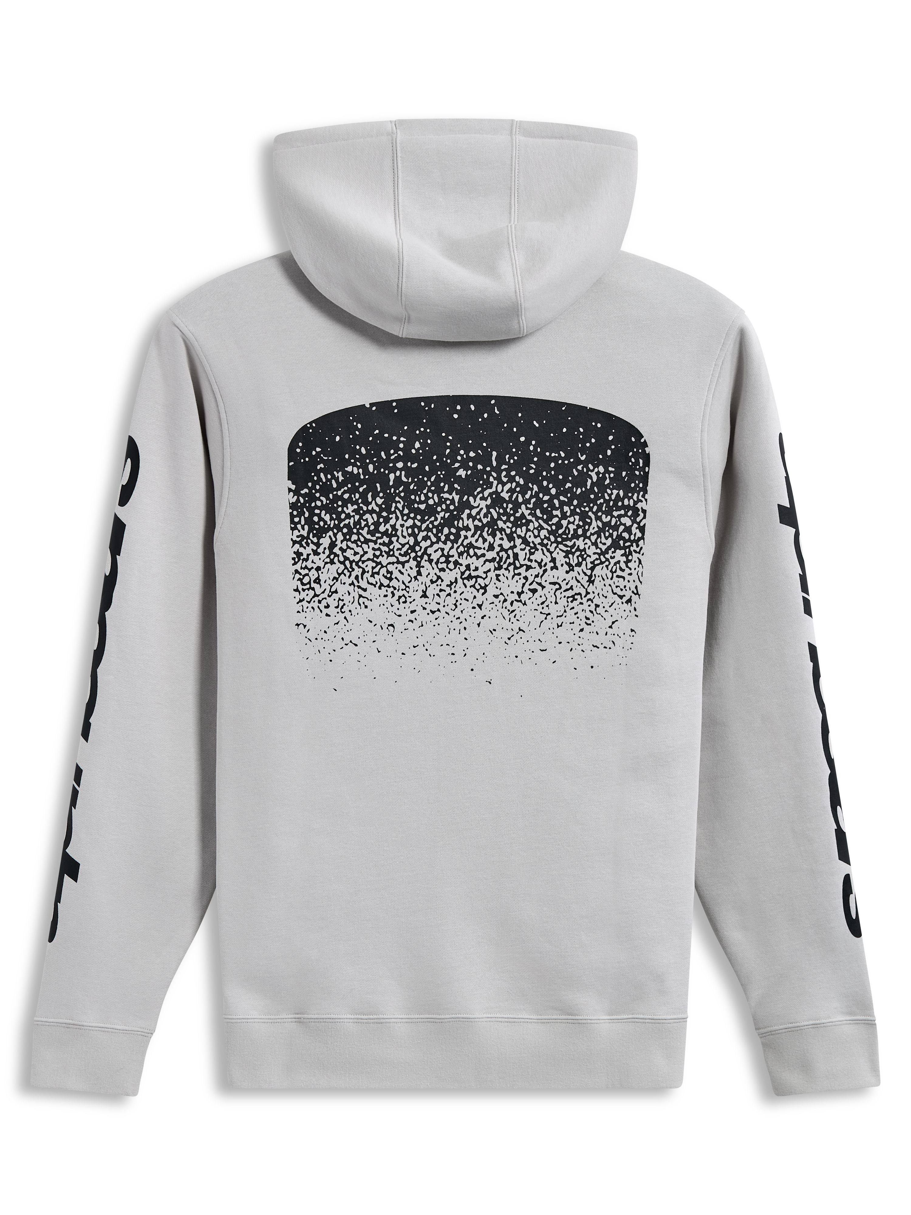 Alpinestars Obsessed Hoodie, sweat à capuche de sportswear gris ciment, vue de dos avec graphisme MX dégradé noir et logos