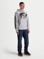 Alpinestars Sweat À Capuche Obsessed, sweat à capuche sportswear pour homme, gris ciment avec graphiques noirs d'inspiration MX et logo Astars rouge, logos sur les manches et poche kangourou