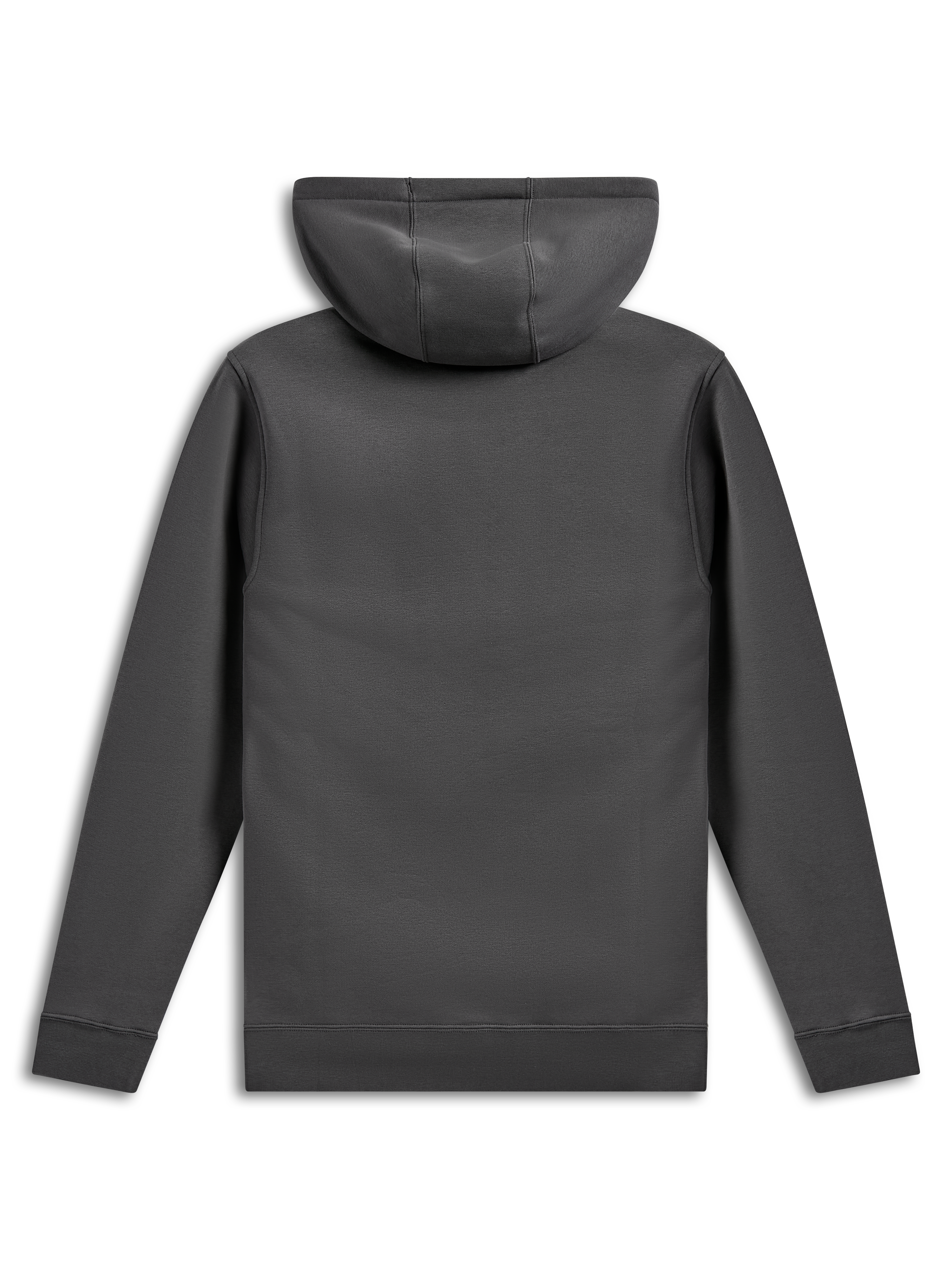 Alpinestars Sweat à Capuche Ellipsoid, sweat à capuche en polaire à enfiler, gris Gunmetal, vue de dos montrant le corps et les manches unis, poignets et ourlet côtelés, streetwear décontracté inspiré par les sports mécaniques