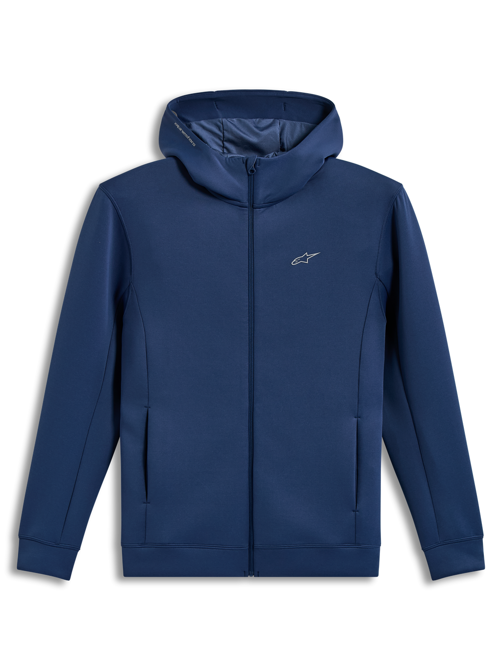 Alpinestars Cypher Hoodie, sweat à capuche zippé en polaire tri-mélange bleu acier avec capuche à col haut doublée en mesh et poches, style sportswear