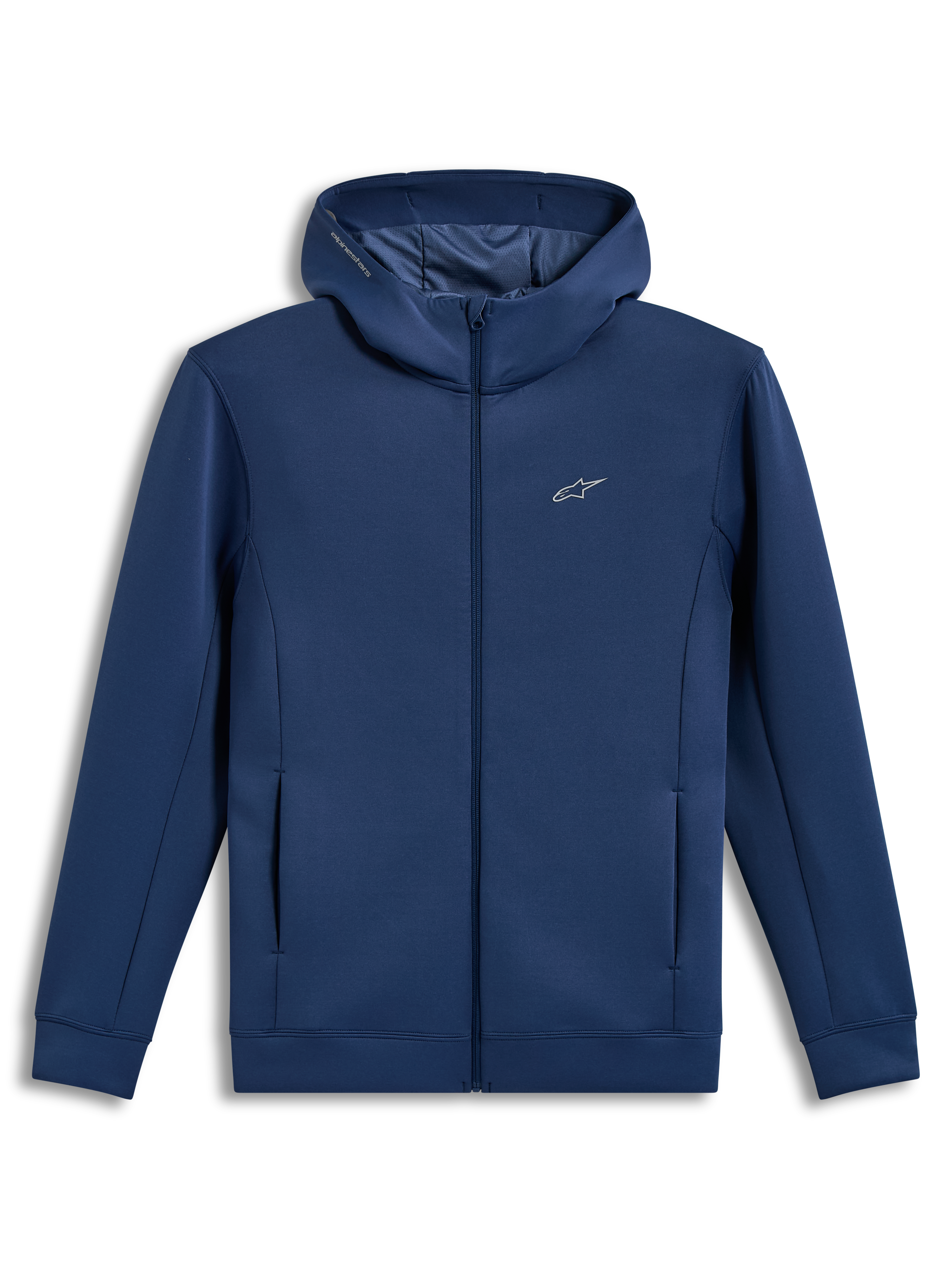 Alpinestars Cypher Hoodie, sweat à capuche zippé en polaire tri-mélange bleu acier avec capuche à col haut doublée en mesh et poches, style sportswear