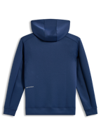 Alpinestars Cypher Hoodie, sweat à capuche bleu acier en polaire tri-mélange, vue de dos avec logo Alpinestars