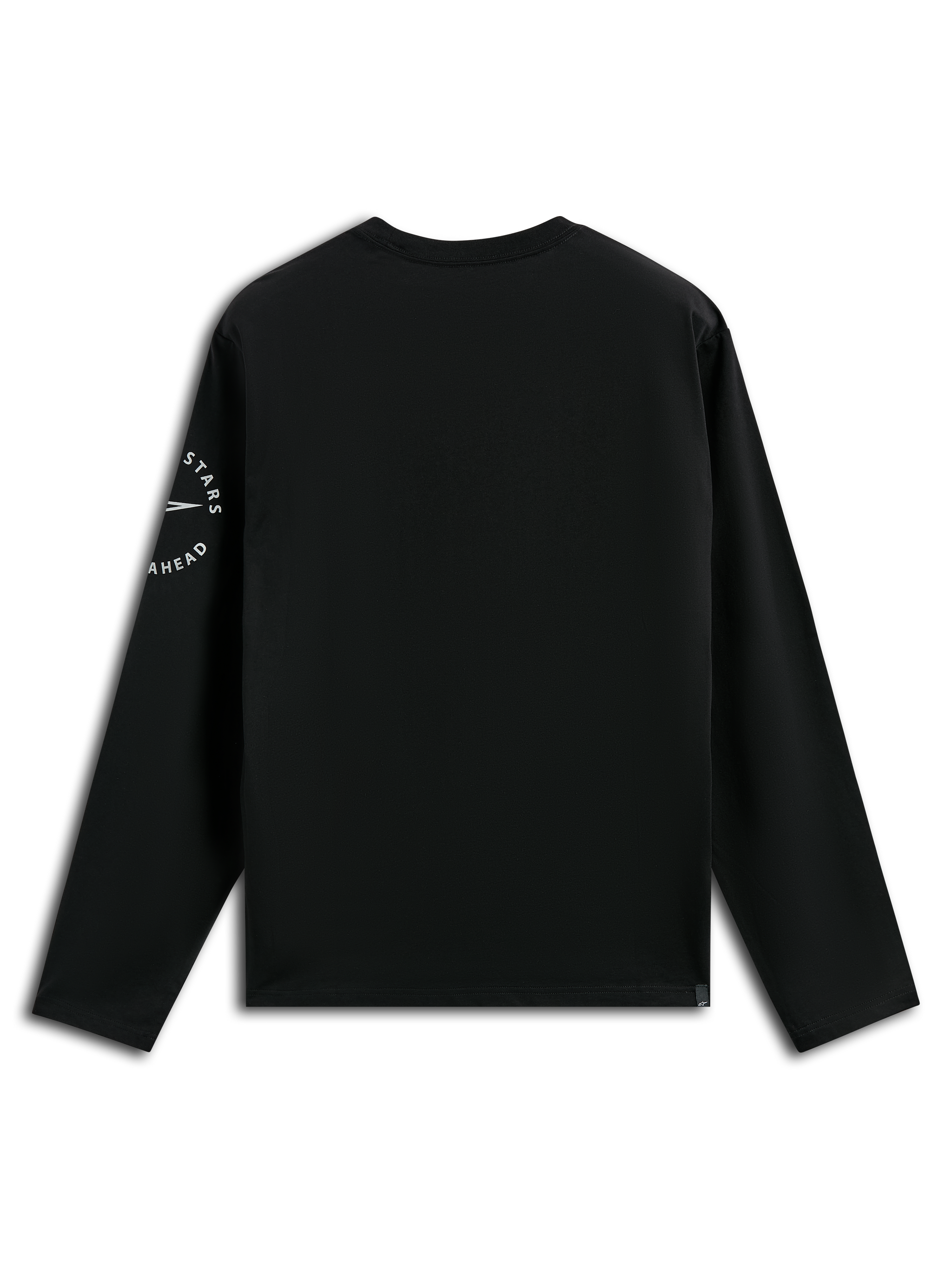 Alpinestars Mandatory CSF Tee, Long Sleeve T-Shirt, Black, Back view showing white circular Astars logo on the sleeve, Casual Motorsport Streetwear