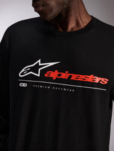 Alpinestars Mandatory CSF Tee, Long Sleeve T-Shirt, Black, chest graphic with white Astars logo and red Alpinestars wordmark, casual motorsport streetwear