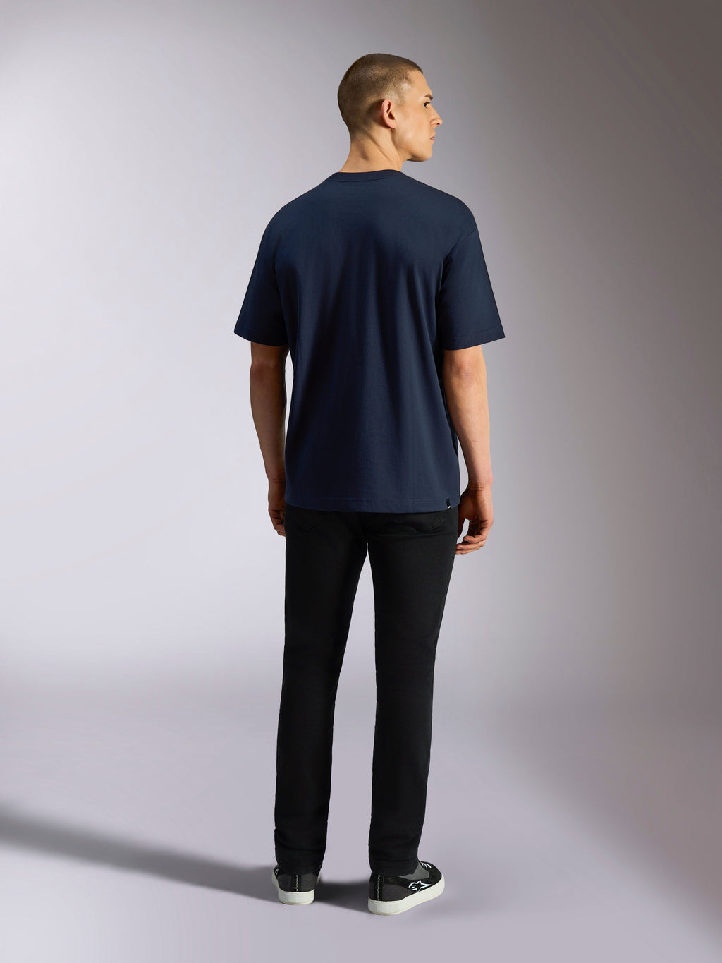 Alpinestars T-Shirt Aplomb CSF Oversized, t-shirt à manches courtes, bleu marine, vue de dos, design sobre avec coupe décontractée, streetwear motorsport