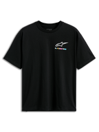 Alpinestars Wild Oversized CSF Tee, T-shirt à manches courtes, noir, avec un petit logo Alpinestars multicolore vibrant sur la poitrine, coupe surdimensionnée, style streetwear décontracté
