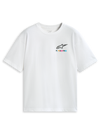 Alpinestars T-Shirt Oversize CSF Wild, t-shirt sportswear à manches courtes blanc, coupe ample avec logo Astars multicolore sur la poitrine