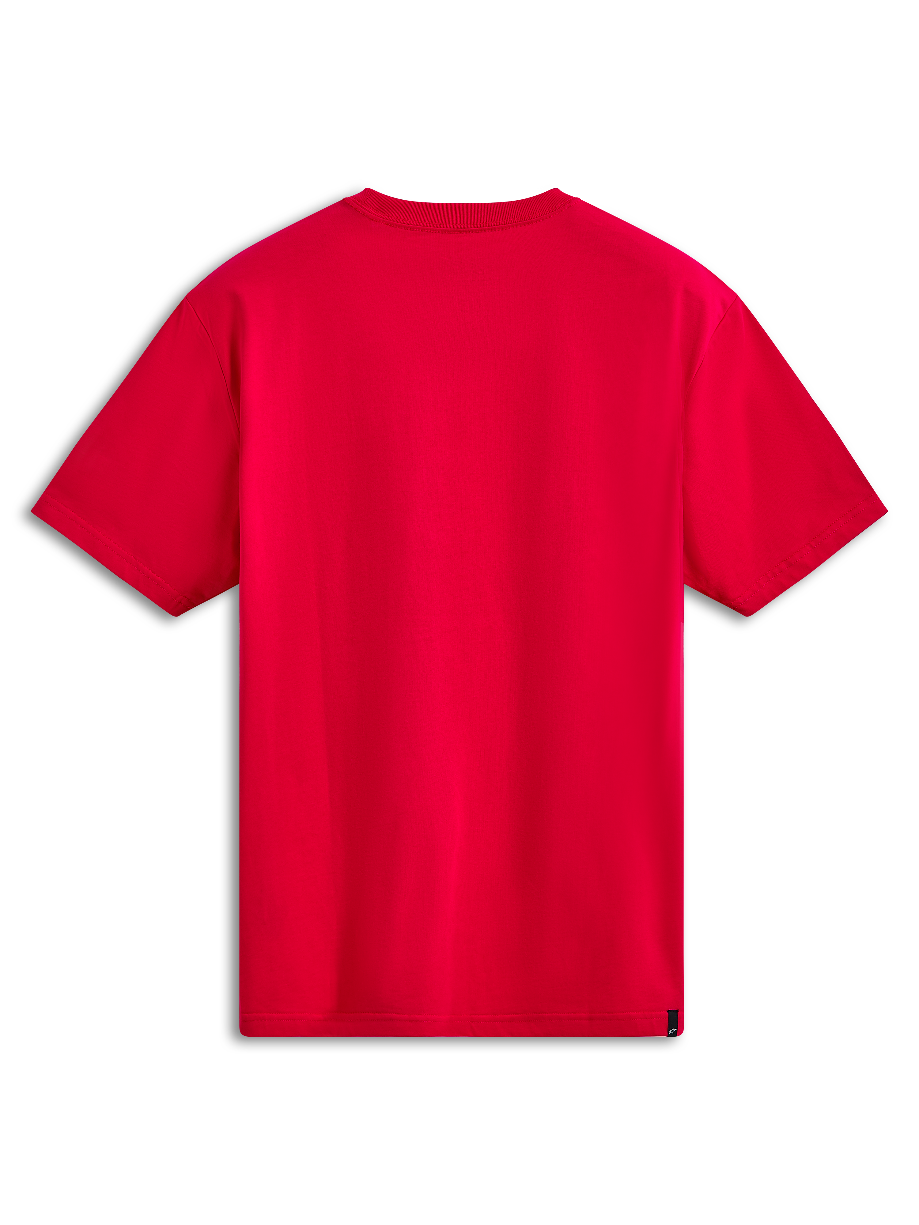 Alpinestars Noka CSF Tee, t-shirt à manches courtes, rouge, vue de dos, design uni avec petite étiquette logo noire à l'ourlet, sportswear décontracté