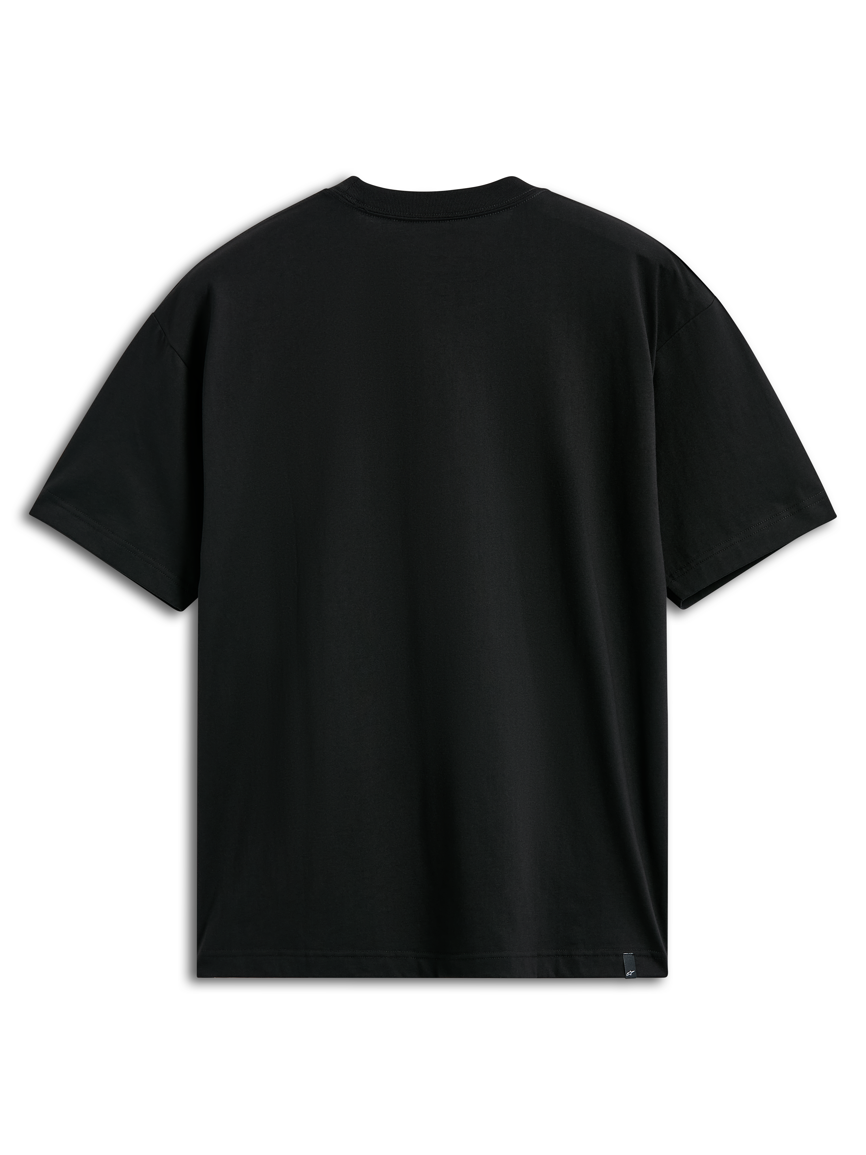 Alpinestars Ellipsoid CSF Tee, Short Sleeve T-Shirt, Black, Back View, Plain design with small logo tag at the hem, Casual Motorsport Streetwear