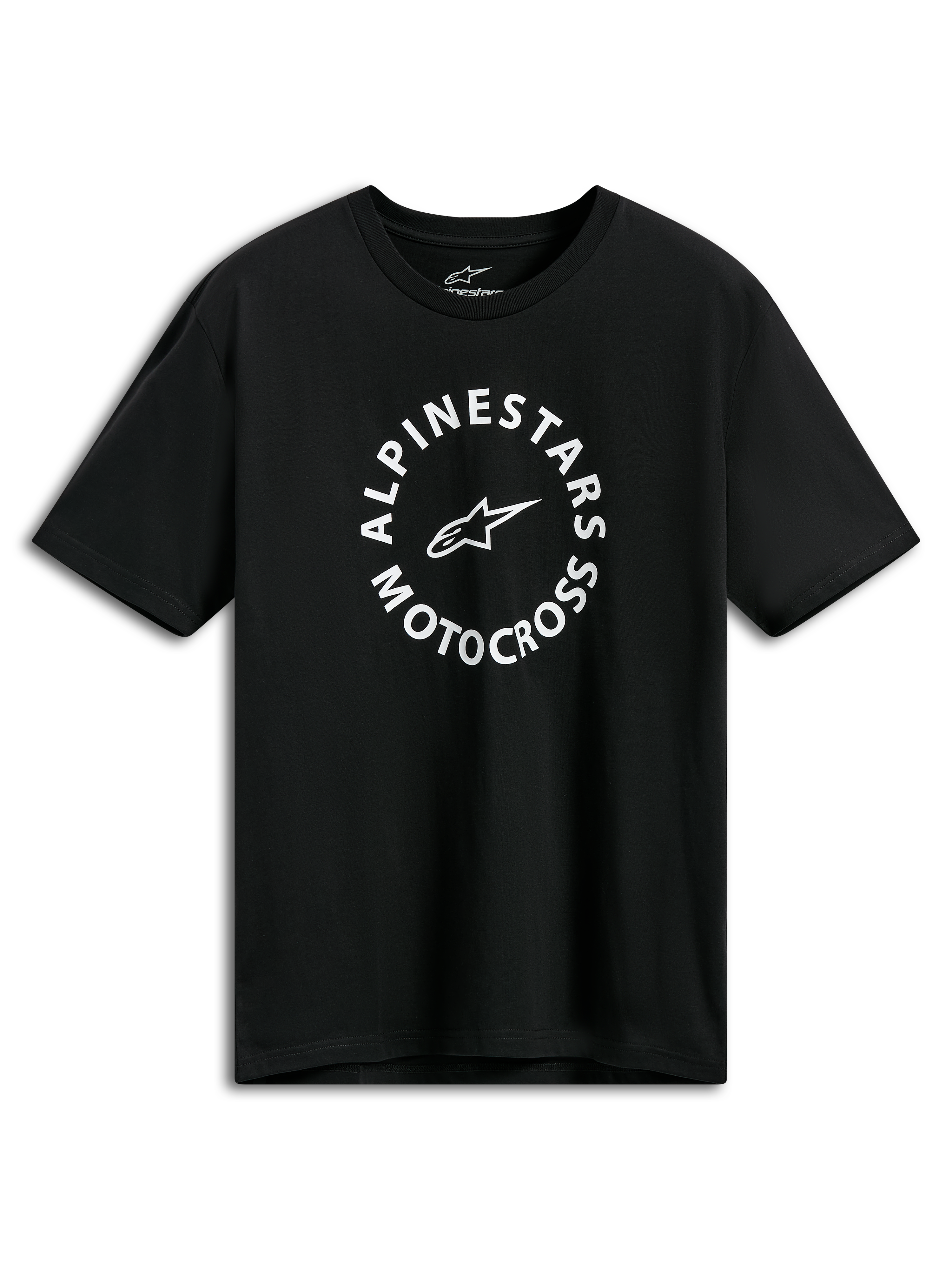 T-shirt Alpinestars MX CSF, t-shirt à manches courtes, noir, graphique circulaire blanc Alpinestars Motocross, streetwear décontracté motorsport