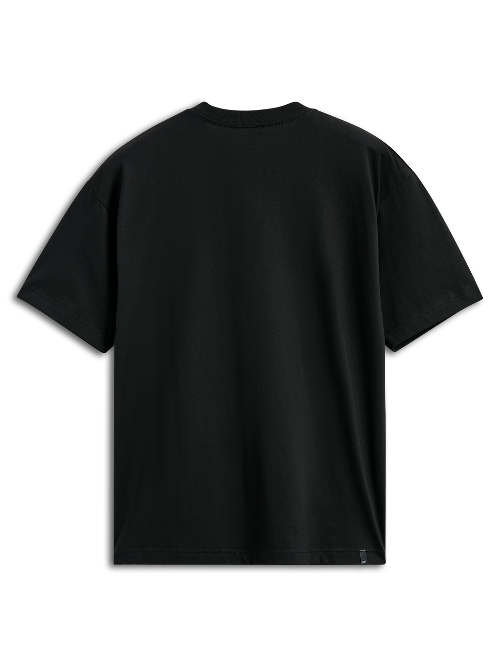 Alpinestars Abus CSF Tee, t-shirt à manches courtes, noir, vue de dos montrant un design uni et une petite étiquette de marque à l'ourlet, sportswear décontracté motorsport