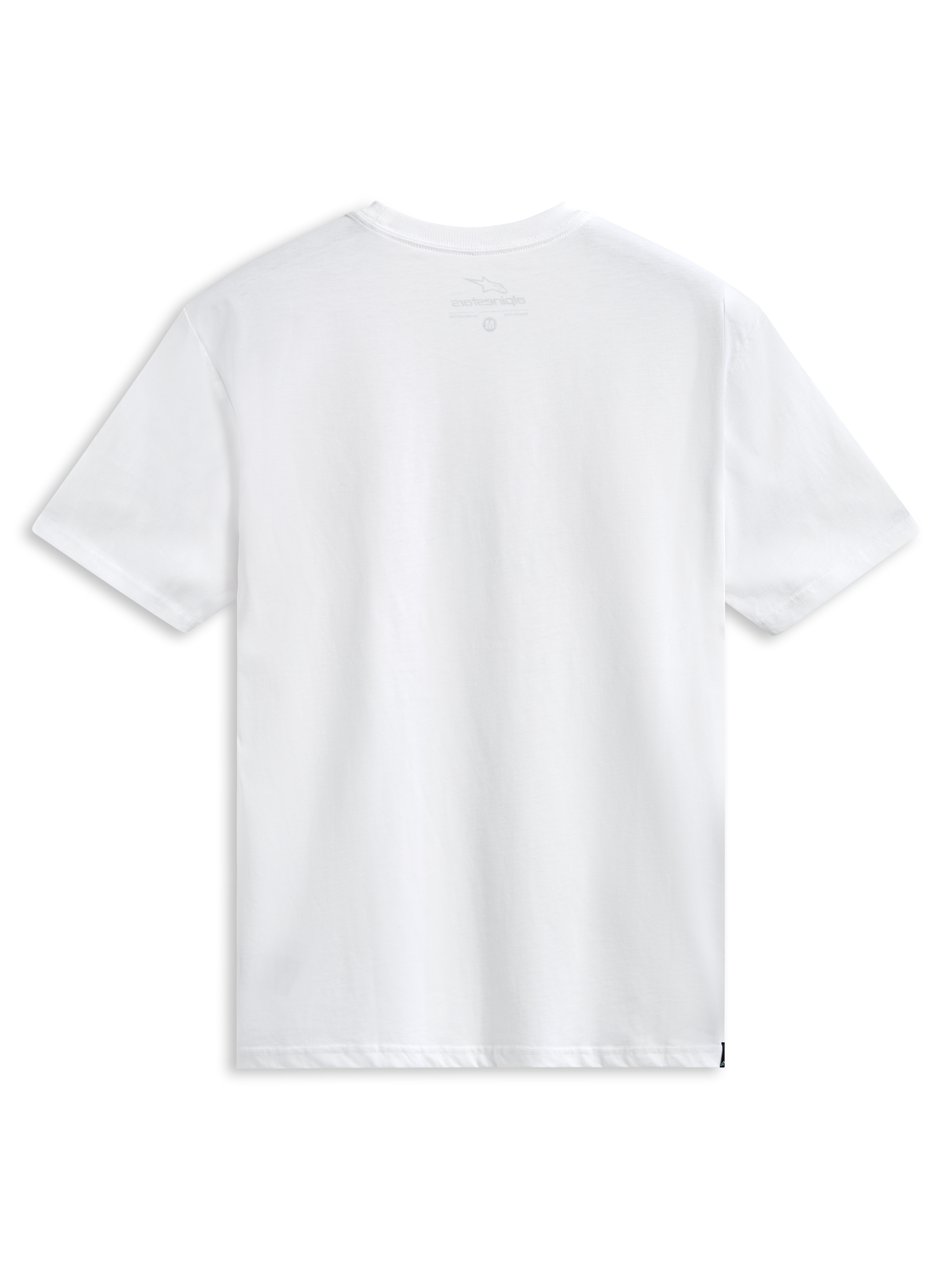 Alpinestars Abus CSF Tee, t-shirt à manches courtes, blanc, logo Alpinestars incurvé avec logos multiples empilés, vêtement de sport automobile décontracté