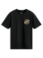 Alpinestars Aorbit CSF Tee, t-shirt à manches courtes, noir, logo Astars rose et jaune avec graphique Always Fast Made to Last, sportswear motorsport décontracté