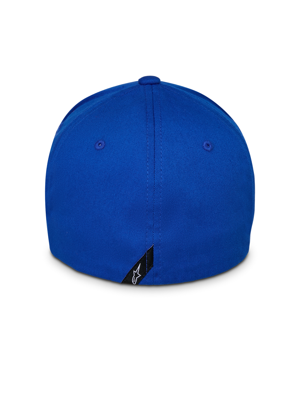 Casquette Alpinestars Corp Shift Relay, bleue, vue arrière, design dos flexible avec petite étiquette logo noire, couronne structurée, casquette sportswear décontractée
