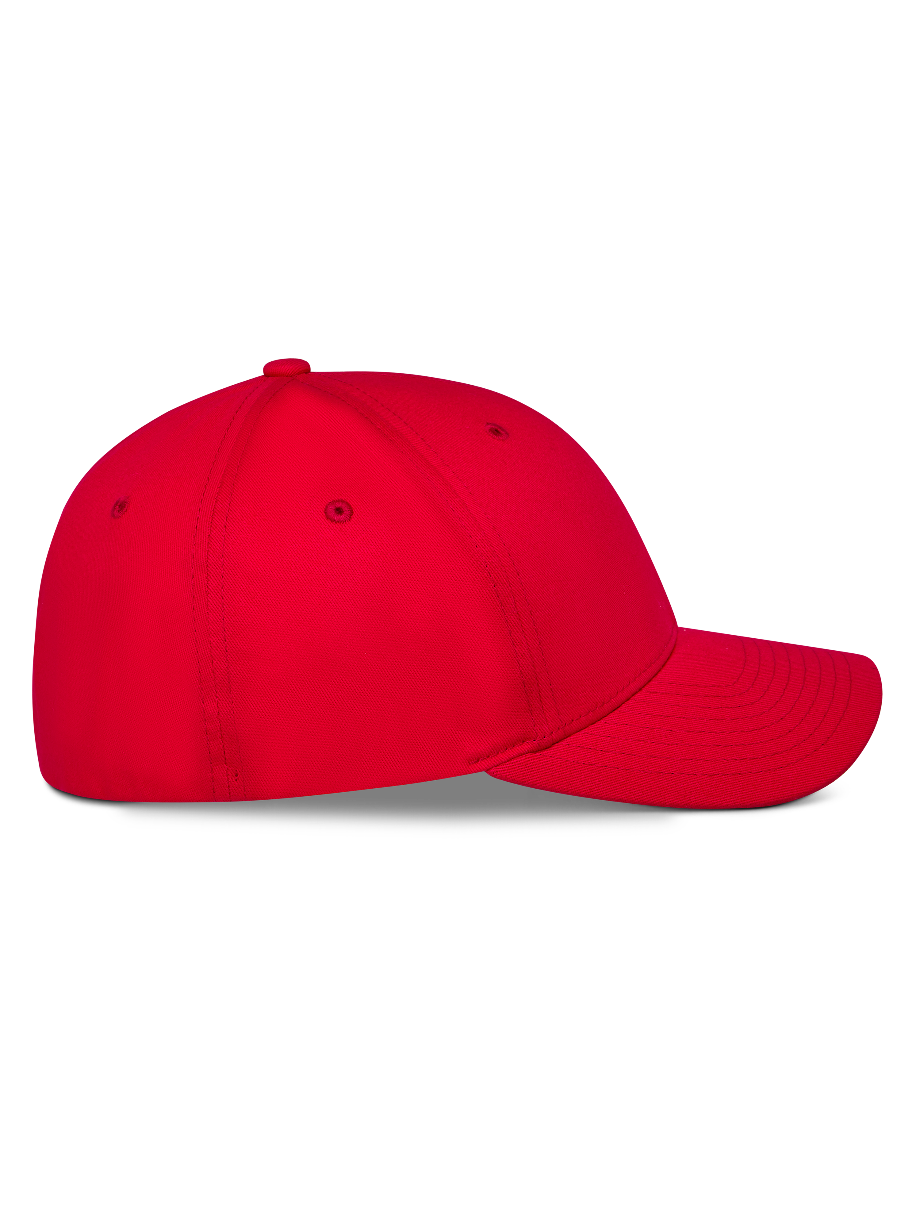 Casquette Pivot Alpinestars, rouge, vue de profil avec visière courbée et couronne structurée, tissu en sergé, vêtement sportswear décontracté pour sports mécaniques