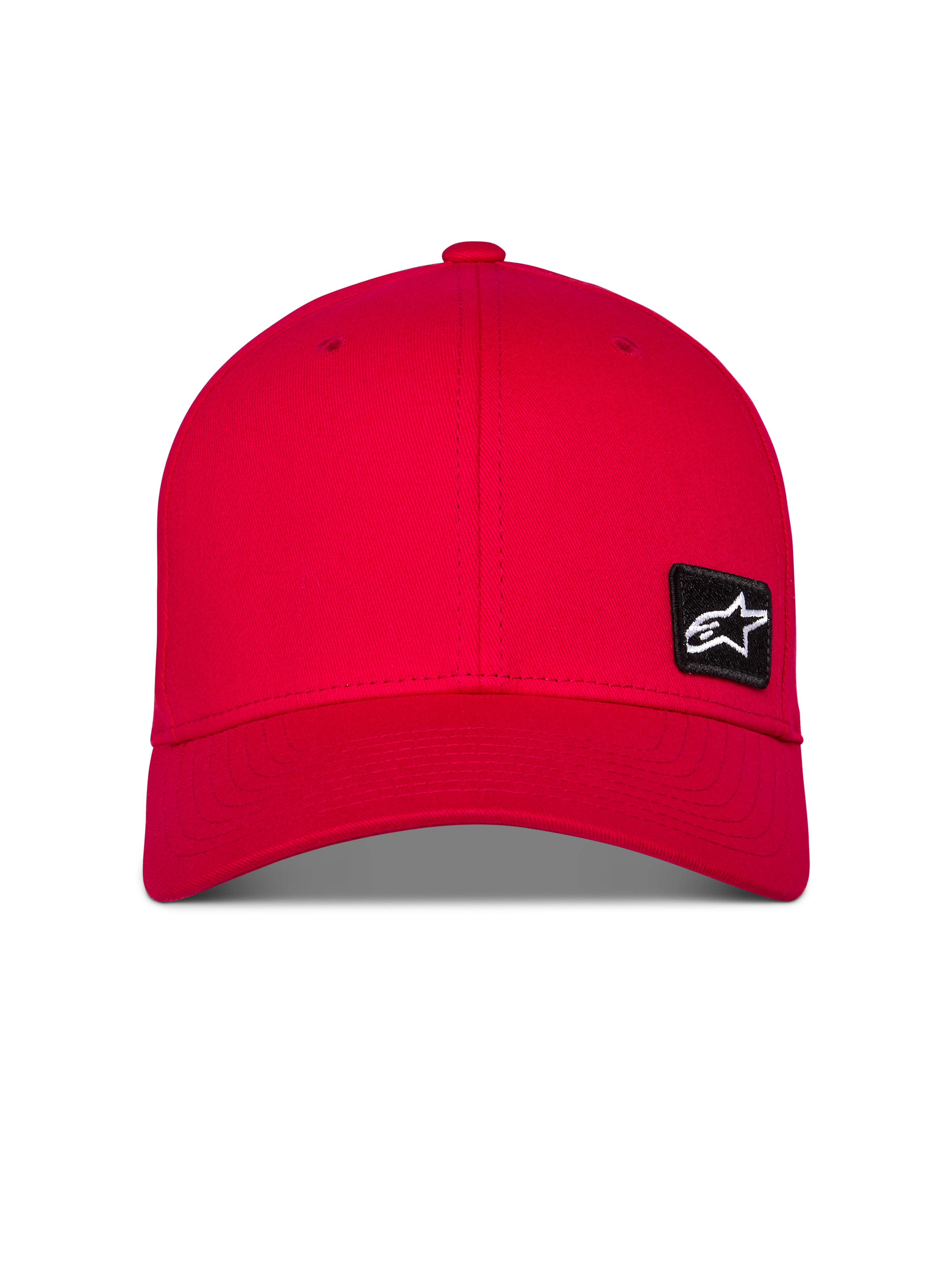 Casquette Alpinestars Pivot, casquette sportswear rouge, visière courbée et couronne structurée, petit patch logo Astars noir brodé sur le devant, couvre-chef décontracté en sergé