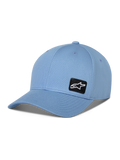 Casquette Alpinestars Pivot, casquette de baseball à visière courbée, bleu, avec un petit patch logo Astars brodé noir sur le côté, accessoire sportswear décontracté
