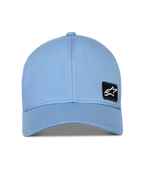 Casquette Alpinestars Pivot, casquette de baseball structurée, bleu, visière courbée, petit écusson brodé du logo Astars noir, accessoire sportswear décontracté