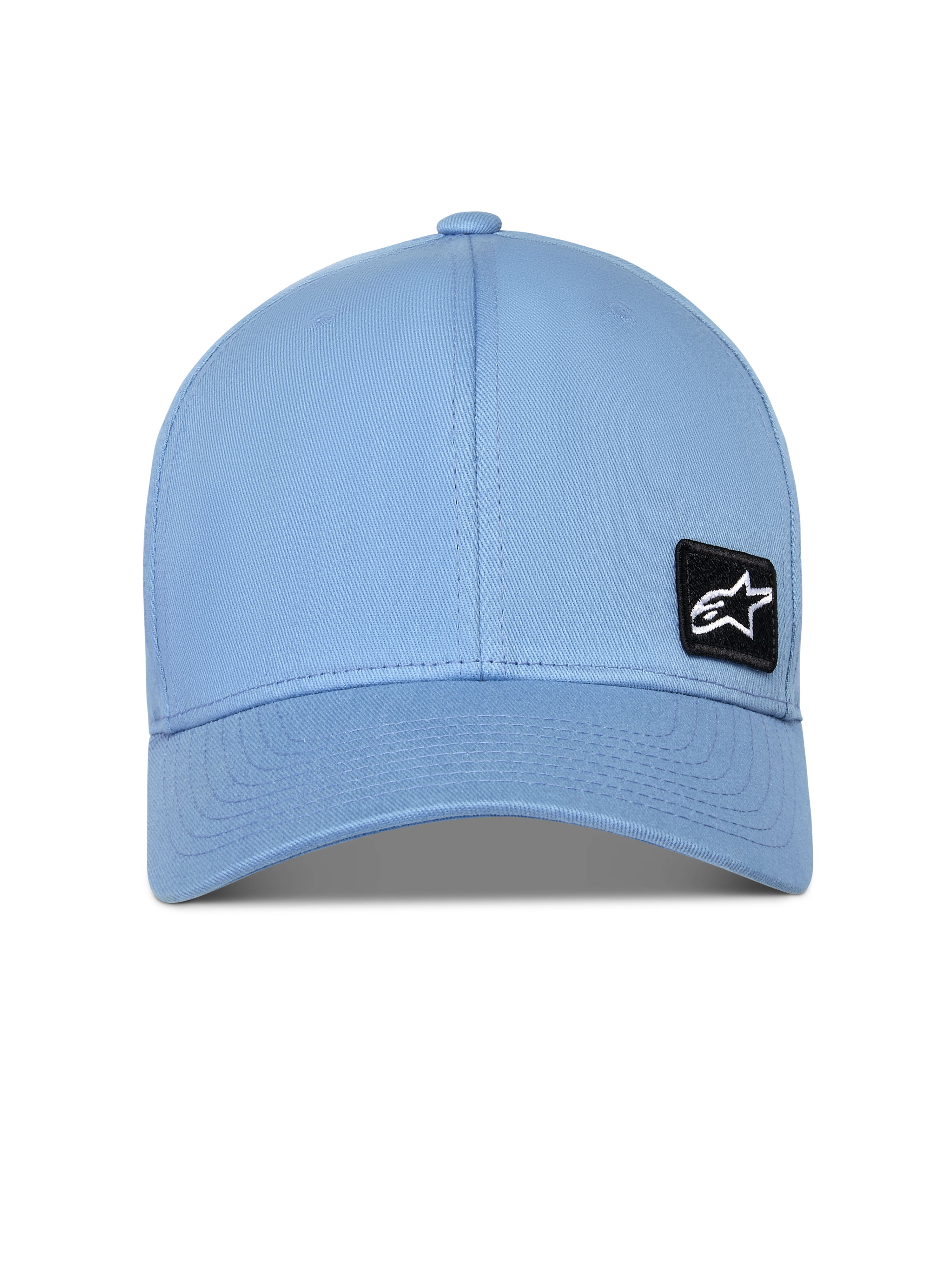 Casquette Alpinestars Pivot, casquette de baseball structurée, bleu, visière courbée, petit écusson brodé du logo Astars noir, accessoire sportswear décontracté