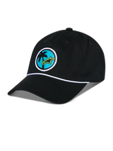 Casquette Alpinestars Calipalm Strapback, noire, couronne basse non structurée avec visière courbée, détail de corde blanche, écusson circulaire à l'avant avec un palmier et le logo Astars vert lime, sportswear décontracté