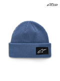 Bonnet Unload Rib Cuff d'Alpinestars, bonnet sportswear en maille bleue avec design à revers et écusson logo Astars tissé