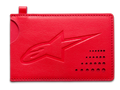 Porte-cartes de crédit Alpinestars Ageless, rouge, portefeuille classique en cuir fendu, logo Astars en relief, encoche courbe, détail de coin perforé, accessoire mince et minimaliste