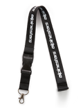 Cordon Alpinestars Linear, noir et blanc, sangle noire avec logo Alpinestars imprimé en blanc, doté d'une boucle détachable en plastique noir et d'un crochet pivotant en métal, accessoire sportswear décontracté