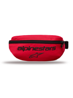 Sac banane Only Linear Alpinestars, petit sac de hanche, rouge, avec lettrage Alpinestars et logo étoile noirs, fermeture éclair verticale, polyester 600D durable, style streetwear urbain